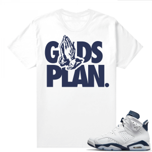 Midnight Navy 6s  Tees White Gods Plan