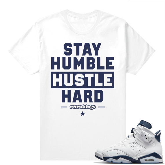 Midnight Navy 6s  Tees White Humble