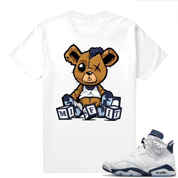 Midnight Navy 6s  Tees White Misfit Teddy