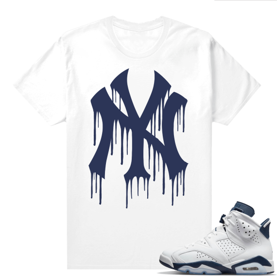 Midnight Navy 6s  Tees White NY Drip