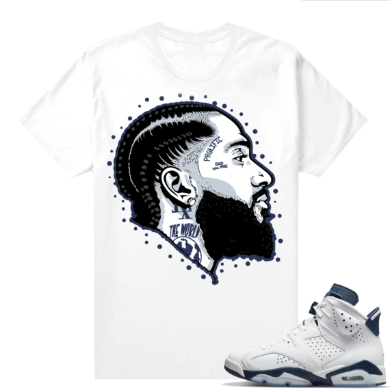 Midnight Navy 6s  Tees White Prolific