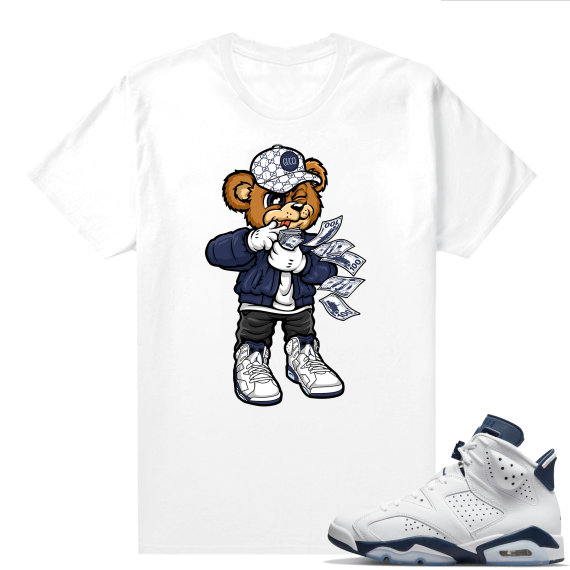 Midnight Navy 6s  Tees White Rich Bear