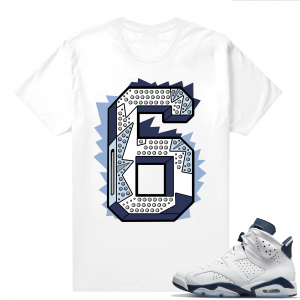 Midnight Navy 6s  Tees White Six