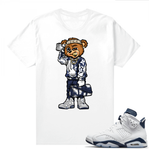 Midnight Navy 6s  Tees White Soulja Bear