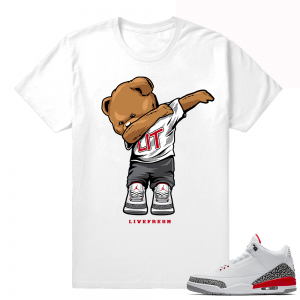 New Jordans 3 Matching Shirt  Dabbin Polo Bear  White tee