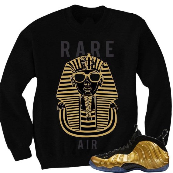 Nike Foamposite One Gold matching sneaker tees shirts |Rare Pharaoh Black Crewneck| Streetwear Online