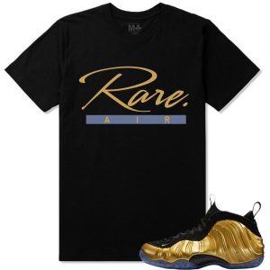 Nike Foamposite One Gold shirts | 'Rare Air Script' sneaker tees shirt Black