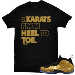 Nike Foamposite One Gold matching sneaker tees shirts |24 Krt sneaker tees shirt Black| Streetwear Online