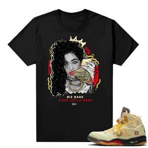 OFF White Jordan 5 Sail Sneaker Tees Shirts - Black - Big Bank