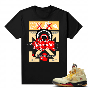 OFF White Jordan 5 Sail Sneaker Tees Shirts - Black - Designer Mashup