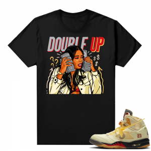 OFF White Jordan 5 Sail Sneaker Tees Shirts - Black - Double Up Gang