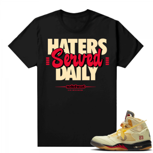 OFF White Jordan 5 Sail Sneaker Tees Shirts - Black - Haters Served Daily