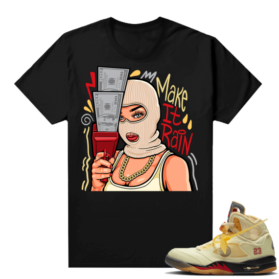 OFF White Jordan 5 Sail Sneaker Tees Shirts - Black - Make it Rain