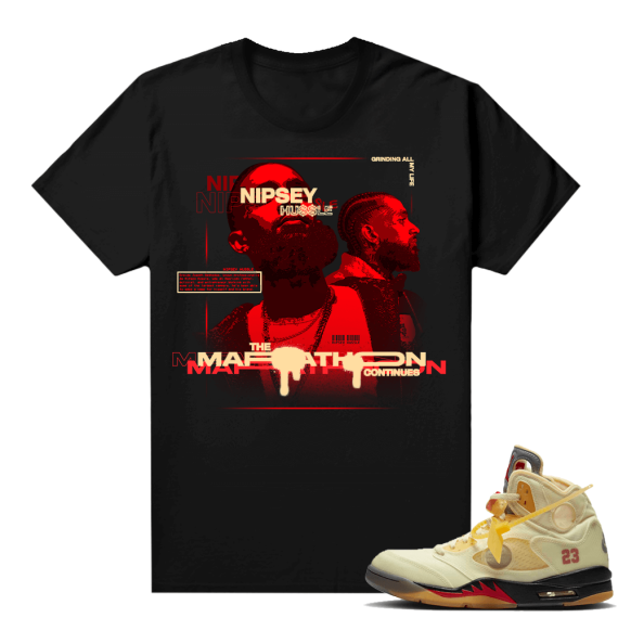 OFF White Jordan 5 Sail Sneaker Tees Shirts - Black - Nipsey