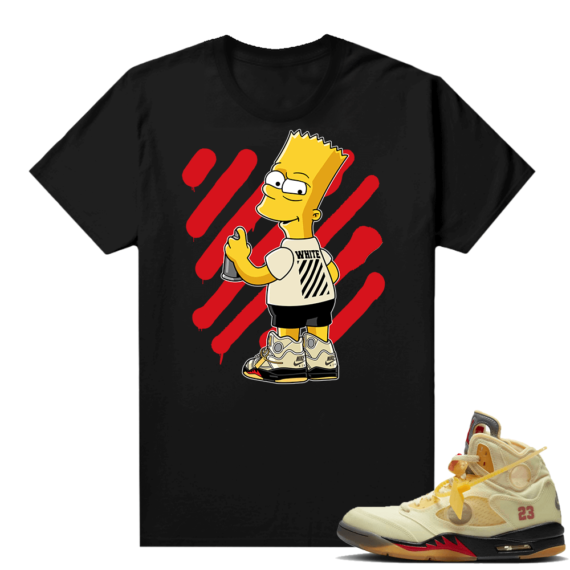 OFF White Jordan 5 Sail Sneaker Tees Shirts - Black - OFF-Bart