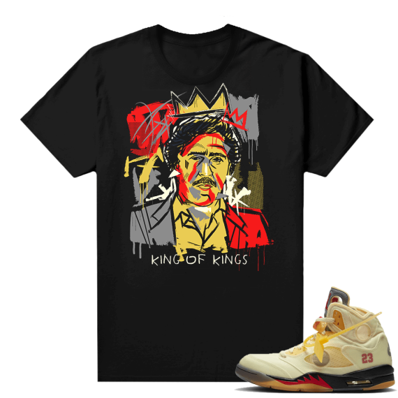 OFF White Jordan 5 Sail Sneaker Tees Shirts - Black - Pablo Basquiat