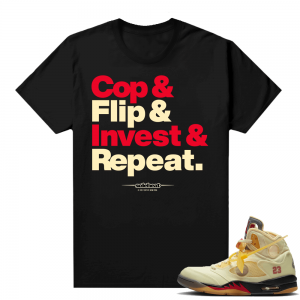 OFF White Jordan 5 Sail Sneaker Tees Shirts - Black - The Cycle