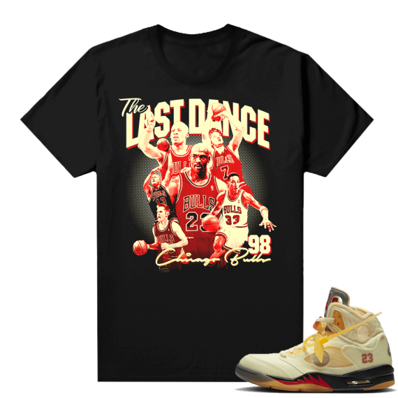 OFF White Jordan 5 Sail Sneaker Tees Shirts - Black - The Last Dance