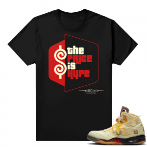 OFF White Jordan 5 Sail Sneaker Tees Shirts - Black - The Price Is Hype