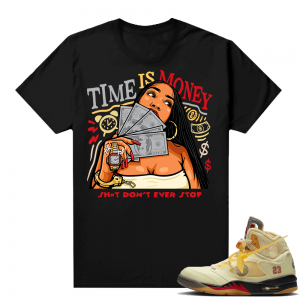 OFF White Jordan 5 Sail Sneaker Tees Shirts - Black - Time Is Money