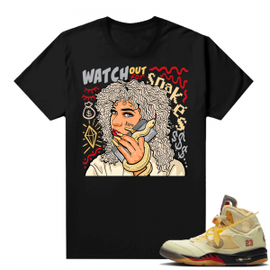 OFF White Jordan 5 Sail Sneaker Tees Shirts - Black - Watch Out For Snakes