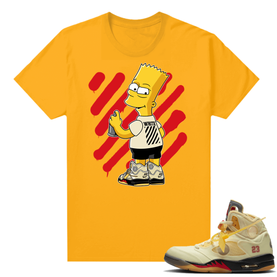 OFF White Jordan 5 Sail Sneaker Tees Shirts - Gold - OFF-Bart