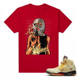 OFF White Jordan 5 Sail Sneaker Tees Shirts - Red - By Any Means