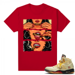 OFF White Jordan 5 Sail Sneaker Tees Shirts - Red - Lit