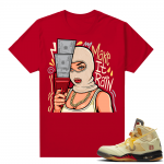 OFF White Jordan 5 Sail Sneaker Tees Shirts - Red - Make it Rain