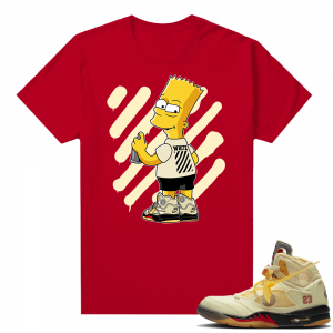 OFF White Jordan 5 Sail Sneaker Tees Shirts - Red - OFF-Bart