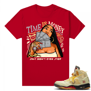 OFF White Jordan 5 Sail Sneaker Tees Shirts - Red - Time Is Money