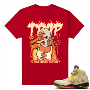 OFF White Jordan 5 Sail Sneaker Tees Shirts - Red - Trap To Rise Above Poverty