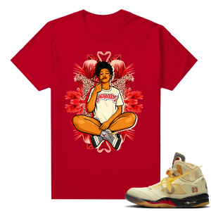 OFF White Jordan 5 Sail Sneaker Tees Shirts - Red - Vibes