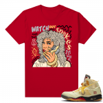 OFF White Jordan 5 Sail Sneaker Tees Shirts - Red - Watch Out For Snakes