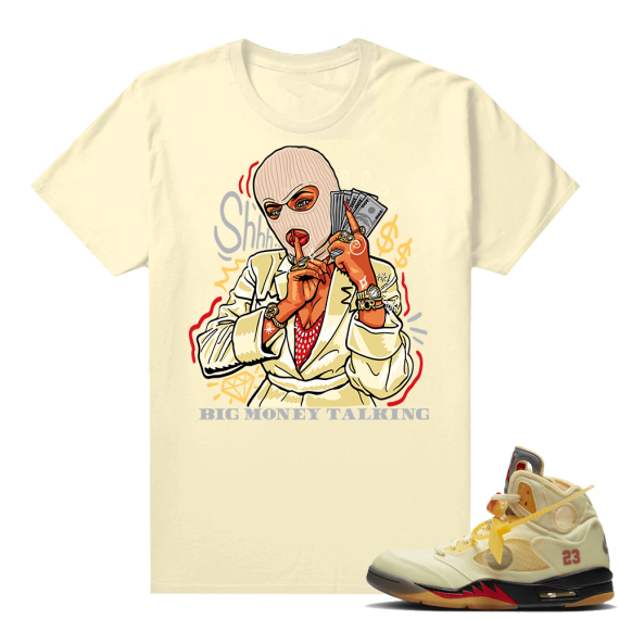 OFF White Jordan 5 Sail Sneaker Tees Shirts - Sail - Big Money Talking