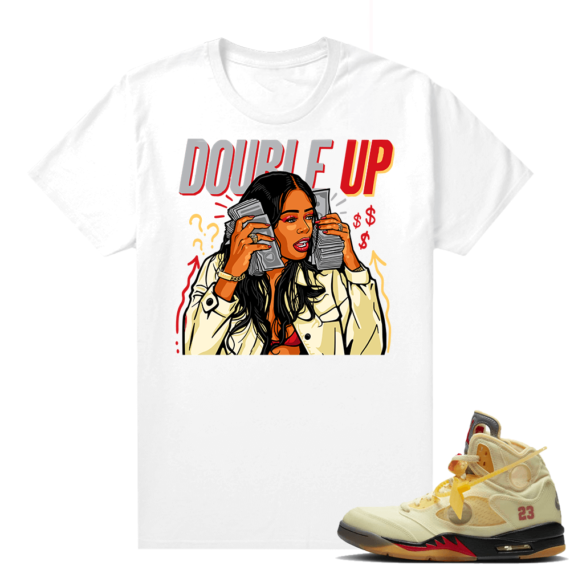 OFF White Jordan 5 Sail Sneaker Tees Shirts - White - Double Up Gang