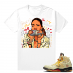 OFF White Jordan 5 Sail Sneaker Tees Shirts - White - Real Gs Move In Silence