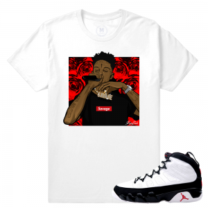 Match Jordan 9 OG Space Jam | 21 Savage | White T shirt