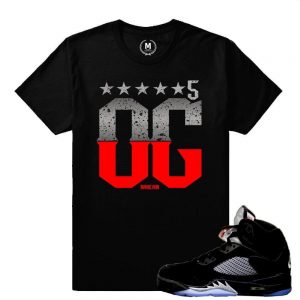 Match Jordan 5 Black Metallic OG |OG 5s Rare Air| Black T shirt