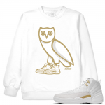 Match OVO 12 Jordan Retro | OVO 12s OWL | White Crewneck Sweatshirt