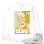 Match OVO 12 Jordan Retro | Goat Stare down | White Crewneck Sweatshirt