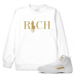 Match OVO 12 Jordan Retro | Country Club Rich | White Crewneck Sweatshirt