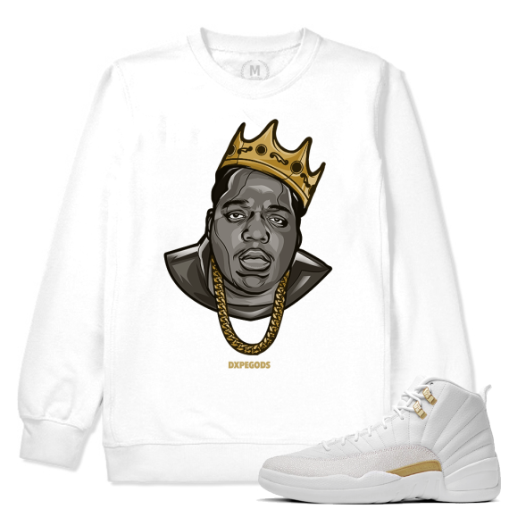 Match OVO 12 Jordan Retro | Biggie Statue | White Crewneck Sweatshirt