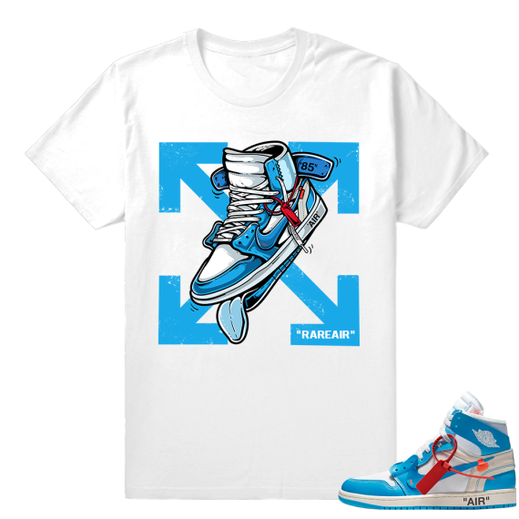 Off white Jordan 1 UNC shirt match  Fly Kicks  White Tee