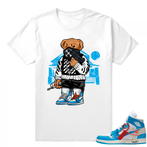 Off white Jordan 1 UNC shirt outfit  Trap Polo Bear  White Tee