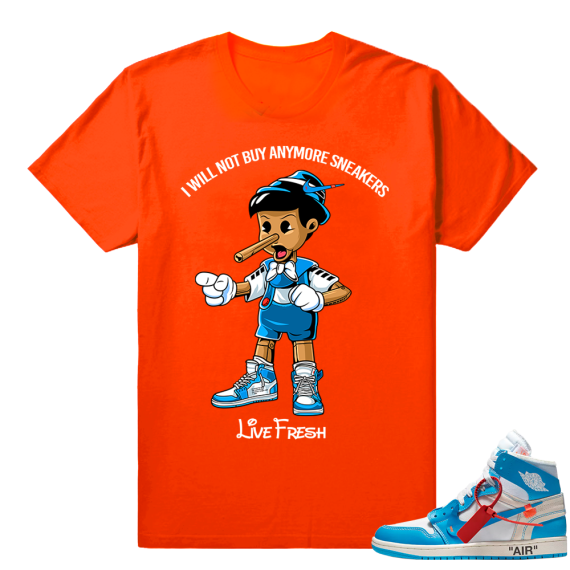 Off white Jordans shirt  Sneakerhead Pinnochio  Orange Tee