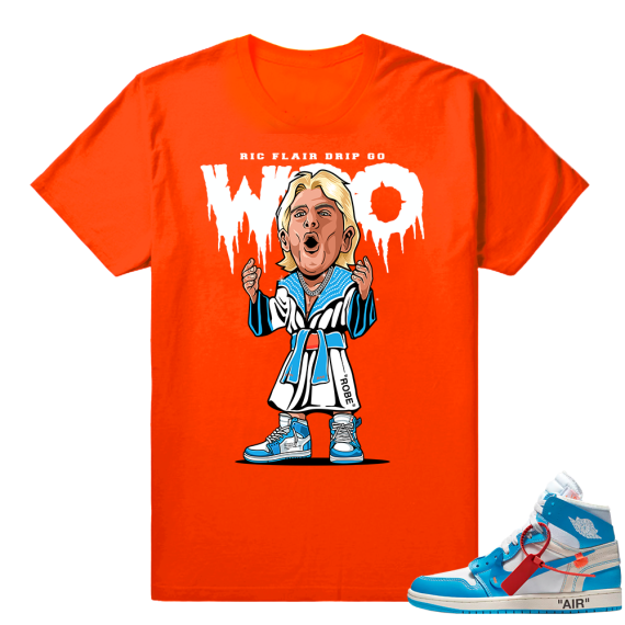 Off white UNC 1 shirt  Ric Flair Drip Go Woo  Orange Tee