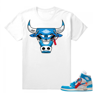 Off white UNC Jordan 1 shirt  Rare Air Bull 1  White Tee