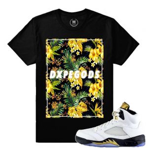 Match Olympic 5 Jordan Retro| Dxpe Gods Floral |Black T shirt