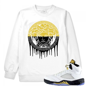 Match Olympic 5 Jordan Retro | Medusa Drip | White Crewneck Sweatshirt